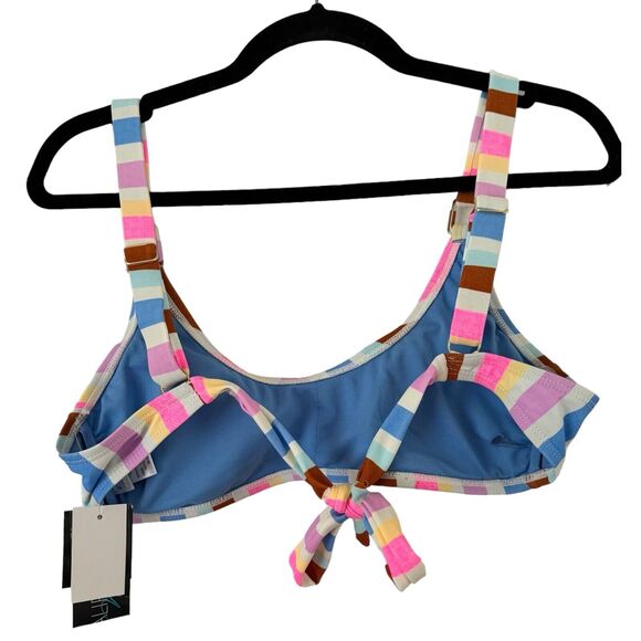 NWT California Waves Colorful Striped Swimsuit Top Size Large - Picture 2 of 5